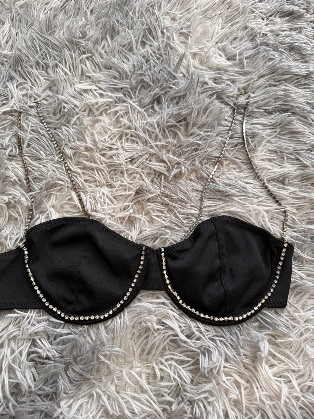 Black Crystal-Trim Underwire Bralette - Women Intimates